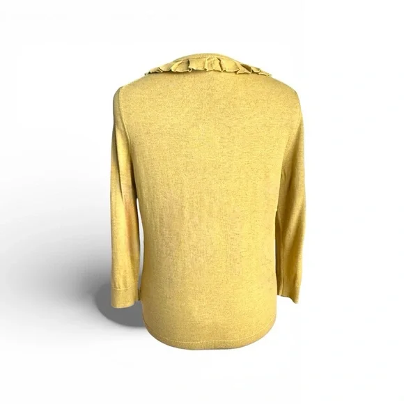 Boden Mustard Ruffle Trim Cardigan - Picture 4 of 9